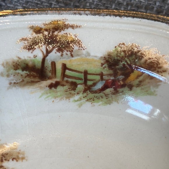 Alfred Meakin Vintage Scenic Porcelain Bowl with Gold Trim - Picture 6 of 8